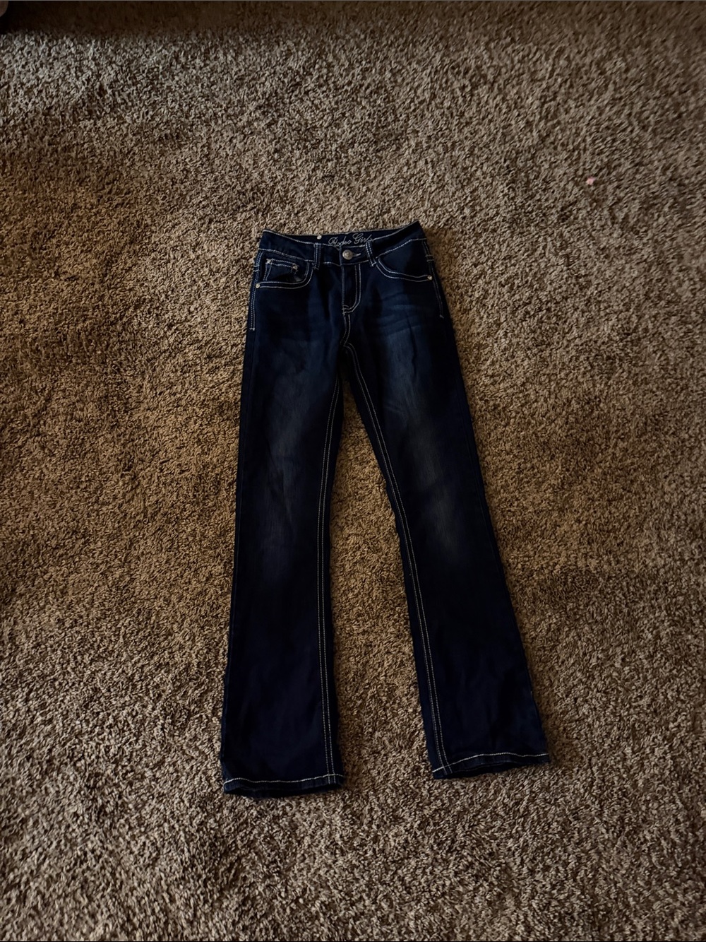 Kids Dark Blue Bootcut Jeans with Contrast Stitching